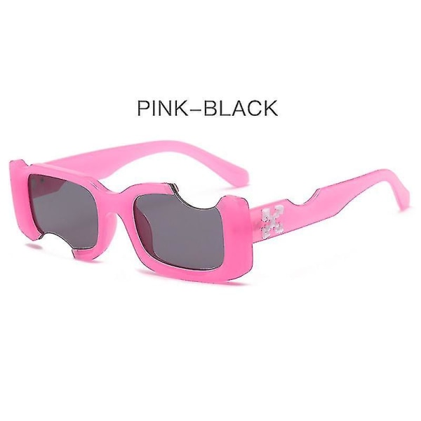 Hip-hop Firkantede Solbriller Kvinder Mænd Off Notch Hole Design Hvide solbriller Blå Damer Vintage Shados Eyewear UV Protection_ll Pink Gray