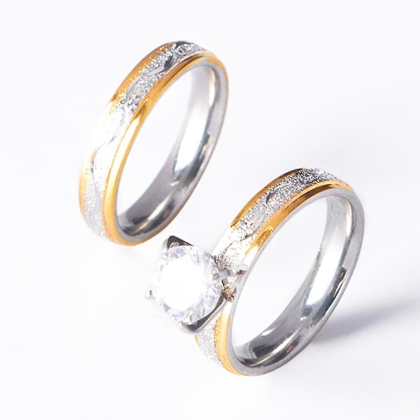 2 st Män Kvinnor Kreativa CZ Inlagda Vigselringar Älskares Ring Set Bröllopssmycken US 7