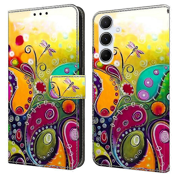 För Samsung Galaxy A36 5G A56 5G Fodral PU Läder Plånbok Telefonfodral med Ställ - Färgglad Blomma Keep Smile