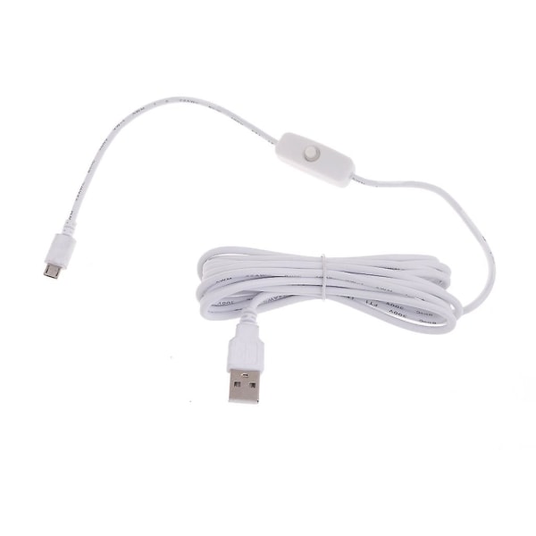 Power Micro USB - USB Power Kytkimellä Forraspberrypi White 3m