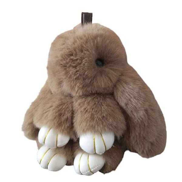 Pehmeä Pupu Avaimenperä, Super Pehmeä Tekoturkis, Ihastuttava Jänis Nukke, Plushie, Reppu Koriste, Värillinen Täytetty Jänis Ripustus, Lapsen Nukke Leikki, Syntymäpäivälahja Brown 15cm