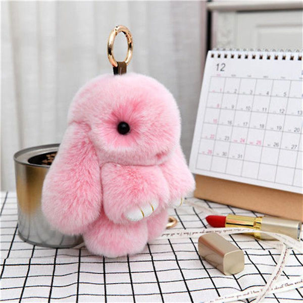 Pehmeä Pupu Avaimenperä, Super Pehmeä Tekoturkis, Ihastuttava Jänis Nukke, Plushie, Reppu Koriste, Värillinen Täytetty Jänis Ripustus, Lapsen Nukke Leikki, Syntymäpäivälahja Wine Red 15cm