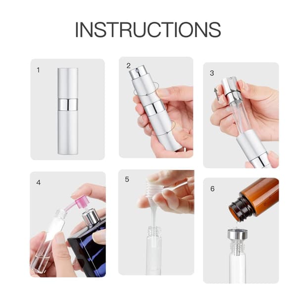8ML Forstøver Parfume Sprayflaske til Rejser (3 Pak), Tom Kölnedispenser, Bærbar Sprøjte (Sølv)