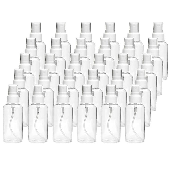 30 Pakker 30ml (1oz) Fine Mist Mini Klar Sprayflasker med Pumpesprøytehette Påfyllbare Gjenbrukbare Tomme Plastflasker for Eteriske Oljer, Reise, Parfymer