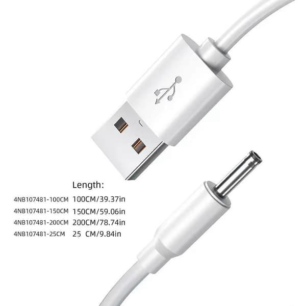 USB til DC3.5x1.35mm 5V opladerkabel strømomformer kabel forlængerledning sort til flere elektroniske enheder 2m