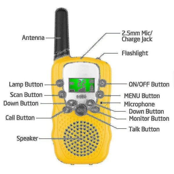 3-pakks Walkie Talkies for barn, 3 mil rekkevidde med LCD-bakgrunnsbelyste lommelykter Walkie Talkies for barn i alderen 3-12 år, toveis radioleker for gutter og jenter