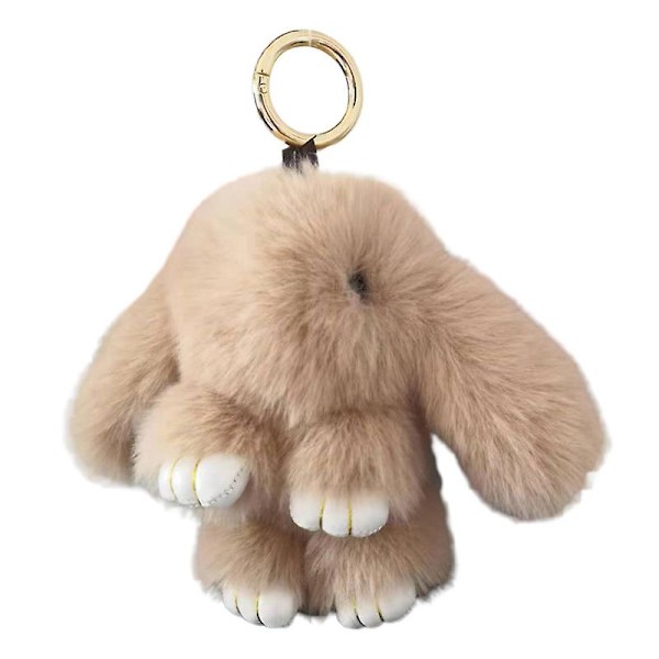 Pehmeä Pupu Avaimenperä, Super Pehmeä Tekoturkis, Ihastuttava Jänis Nukke, Plushie, Reppu Koriste, Värillinen Täytetty Jänis Ripustus, Lapsen Nukke Leikki, Syntymäpäivälahja Khaki 15cm