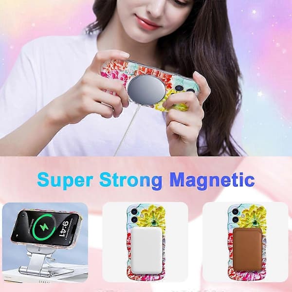 Magnetisk Wave Edge Glitter TPU-telefonbagside til iPhone 16 Plus - GWL10223 GWL10223