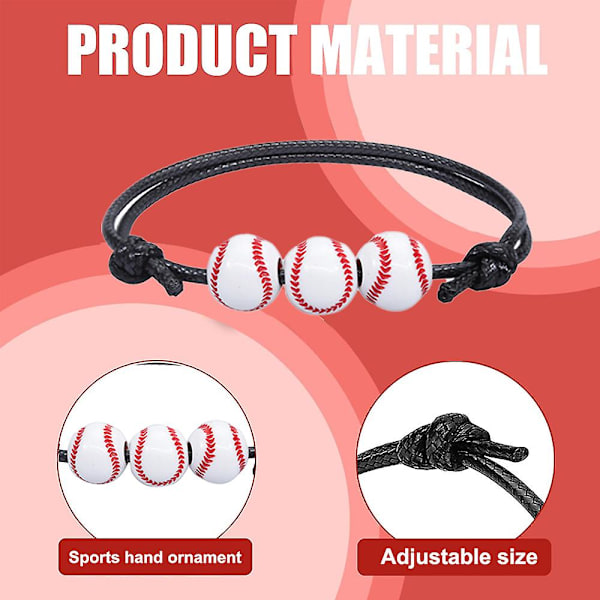10 stycken baseboll, basketboll och tennisarmband för pojkar, stil 1