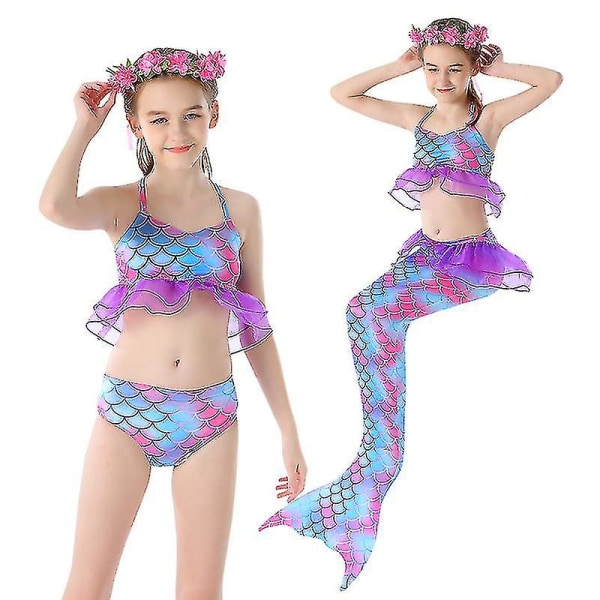 3pcs Girls Swimsuits Mermaid For Swimming Mermaid Costume Bikini Set style4 120