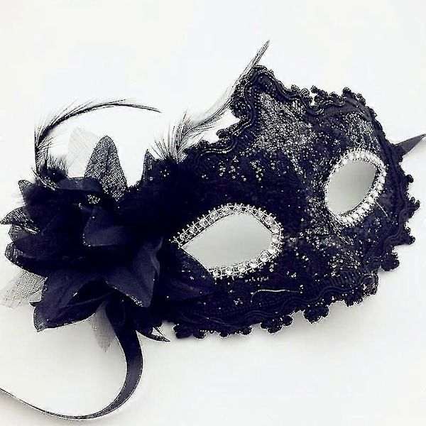 Maskeradmask för kvinnor Jul Kvinnor Blomma Halvansiktsmasker Ögonmask Cosplay Spetsmask