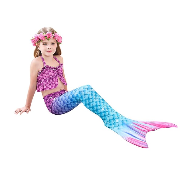 2-13 år 3 stk. Børnepige Mermaid Hale Badetøj Ferie Hawaii Sommer Badetøj Strand Badetøj A 10-11 Years