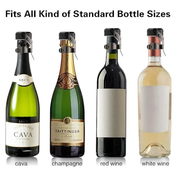 2-pak (sort) champagne- og vinpropper i rustfrit stål