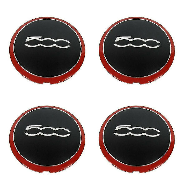 4 stk. 133 mm hjulkapsel til Fiat 500 hjulcenter navkapsel emblem klistermærke 68078419AC 68078421AC 51884863 rød BlackRed