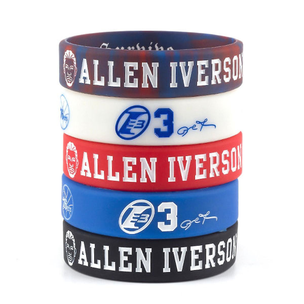 5-pack Iverson 3 Basketbollstjärna Silikonarmband Män Armband Utomhus Sportarmband