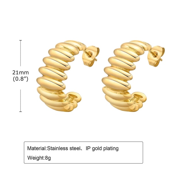 Yksinkertaiset C-muotoiset korvakorut naisille, kullanväriset ruostumattomasta teräksestä valmistetut rengaskorvakorut, juhla-, syntymäpäivä- ja joululahjat äidille, vaimolle ja parhaalle ystävälle