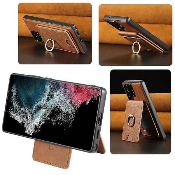 Samsung Galaxy S25 Ultra Magneettikotelo PC + PU Puhelimen Takakuori Irrotettavalla Korttipidikkeellä - Br Purple