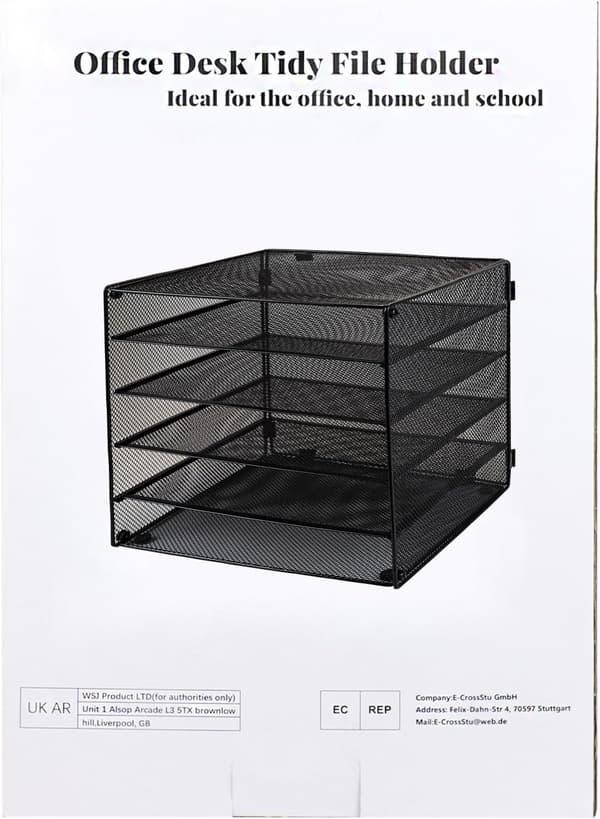Medium Mesh Brevkurv, 5 rom, for A4-dokumenter/post/magasiner, kontor/skolebruk