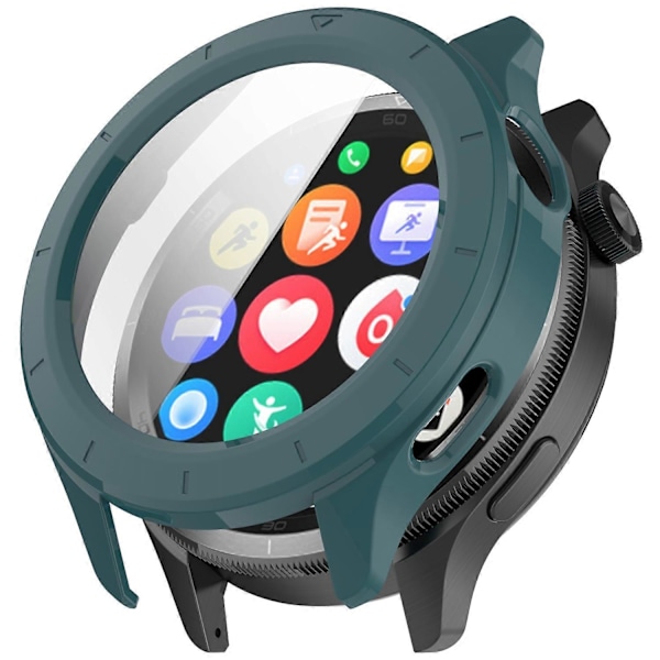 För Xiaomi Watch S4 S4 eSIM Version Klockfodral PC Ram Skydd med Härdat Glas Skärmskydd - Grön Transparent