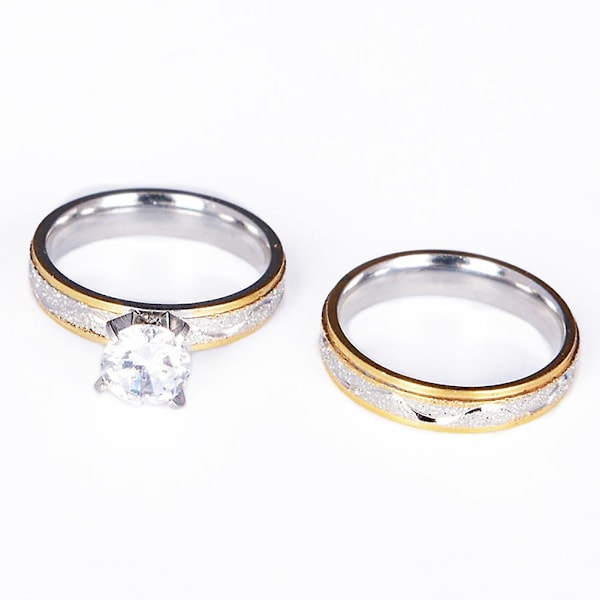 2 st Män Kvinnor Kreativa CZ Inlagda Vigselringar Älskares Ring Set Bröllopssmycken US 7