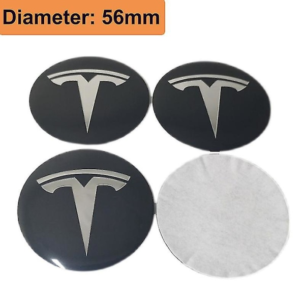 4st 56 mm bilhjulsnav Centerkapslar Sticker Styling För Tesla 3 S Ster Tuck X Biltillbehör