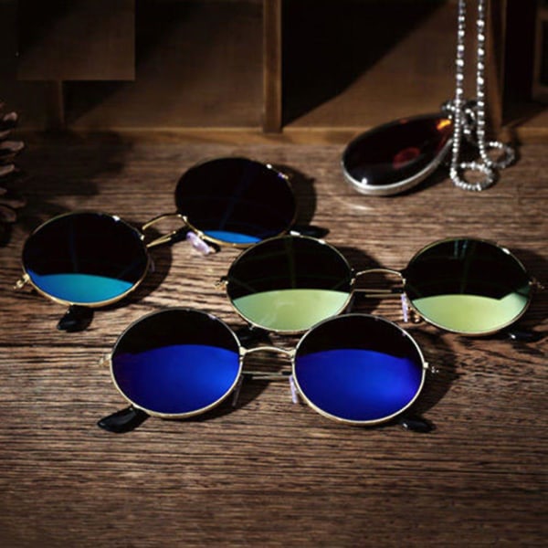 Sinknap mäns runda spegelglasögon för damer för utomhusbruk UV-skydd Solglasögon glasögon Golden