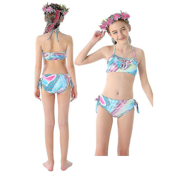3-delad flicka baddräkt sjöjungfru för simning sjöjungfru kostym bikini set style3 140