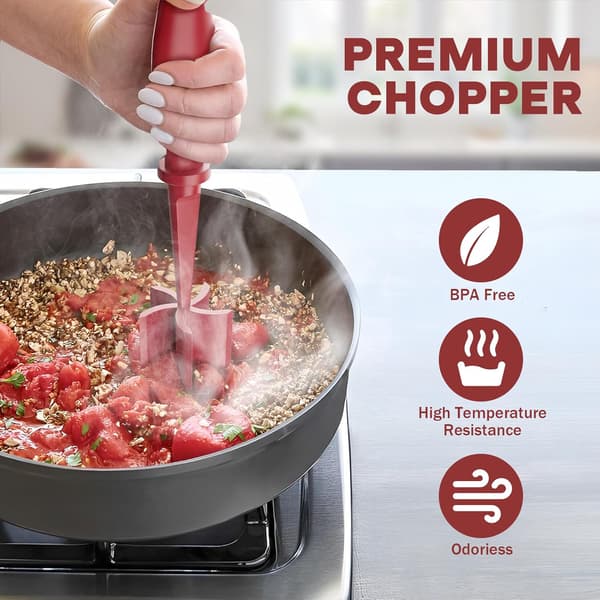Opgraderet kødhakker, non-stick, rød
