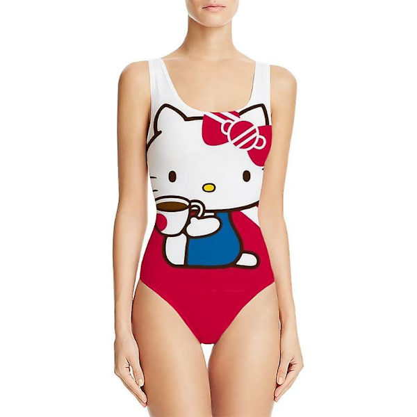 Jinzhaolai Cartoon Anime Sanrioed Hello Kittys Tryckt Sommar Bikini Baddräkt Kawaii Sexig Hot En Delig Baddräkt Med Bröstkudde Flickpresent Hellokittys 9 XXXXL