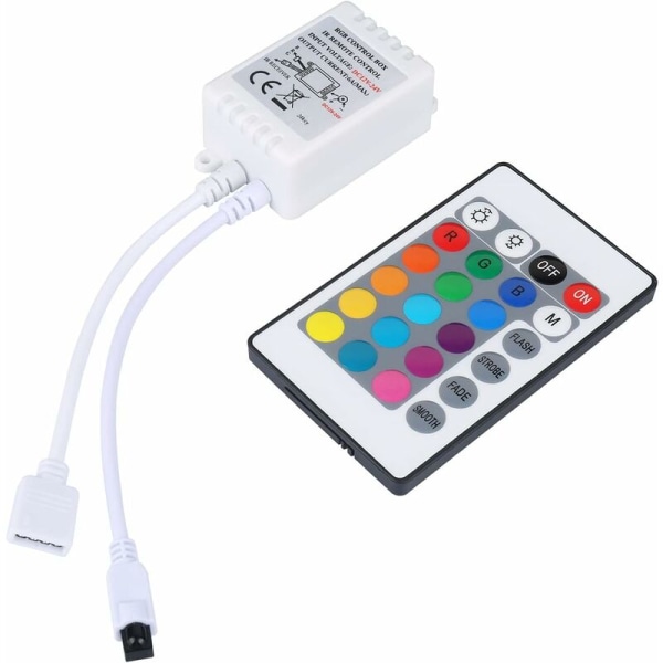 24 taster IR-fjernbetjening og hvid IR-controller til RGB LED Strip 3528 SMD Ribbon Light