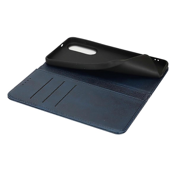 Til Samsung Galaxy S25 Edge Etui PU Læder Kalvepræget Magnetisk Lukning Smartphone Cover - Mørk Rose Gold