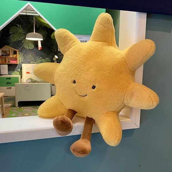 Smiley sol pude, sofapude, børns komfort plyslegetøjsgave 25 cm