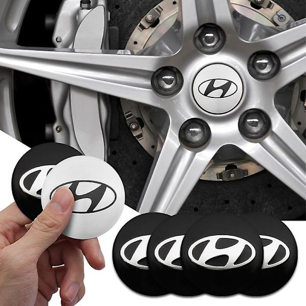 4 stk. Bilhjul Center Hubcaps Emblem Stickers til Hyundai I10 I20 I30 I40 Azera Accent Creta Elantra Fe Getz Tucson Tilbehør