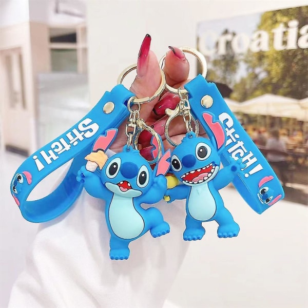 Lilo & Stitch Avaimenperä Piirretty söpö PVC-riipus Avaimenperä Rengas Laukun Tarvikkeet Viehätys Lapsille Pojille Tytöille Lahjat D