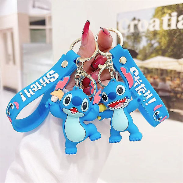 Lilo & Stitch Nyckelring Cartoon Söt PVC Hänge Nyckelring Väska Tillbehör Charm För Barn Pojkar Flickor Presenter D