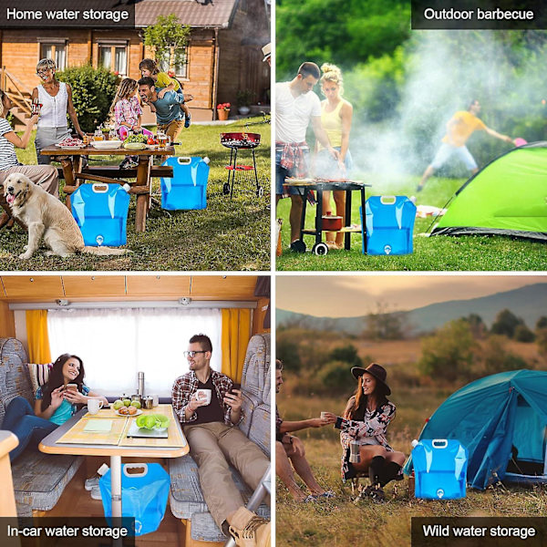 Hopfällbar vattenflaska med kran 2 x 10L + 1 x 5L Bärbar dricksvattenflaska BPA-fri hopfällbar vattenflaska för camping BBQ Picknick Utomhus