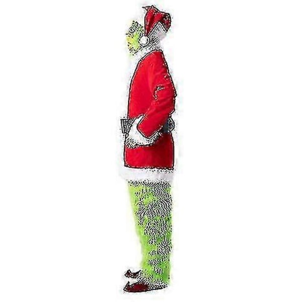 7 dele The Grinch Kostume Julekostume Cosplay Voksen Julemand Kostume Outfits Sæt + Maske A 7PCS full set of clothes L