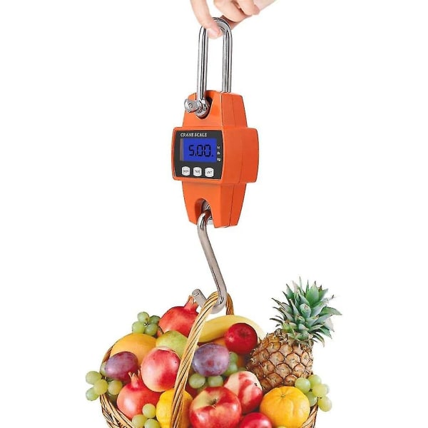 Hengende vekt - Digital hengende vekt Bagasje hengende vekt Kranvekt med krok (oransje 300 kg)