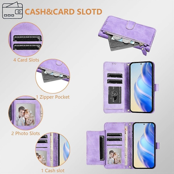 För Xiaomi Poco F7 Pro 5G Xiaomi Poco F7 Ultra 5G Fodral Blixtlåsficka Flera Kortplatser Läder Pho Red