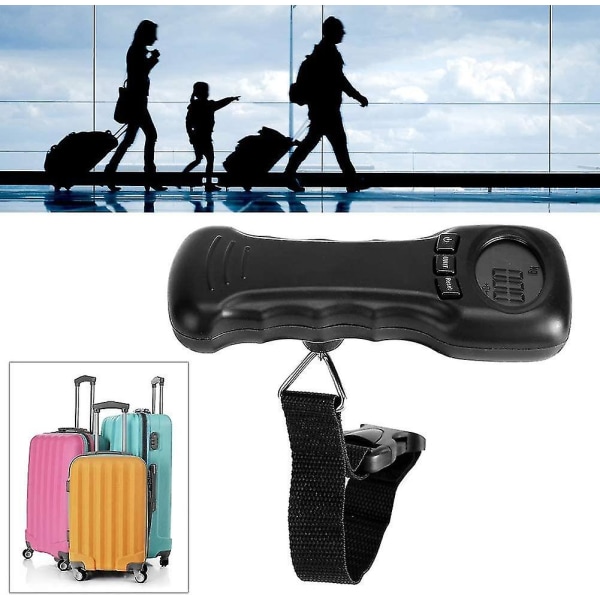 Digitaalinen matkalaukkuvaaka, 44 kg / 97 lb kannettava riippuvaaka digitaalisella LCD-näytöllä, matkalaukun vaaka koukulla