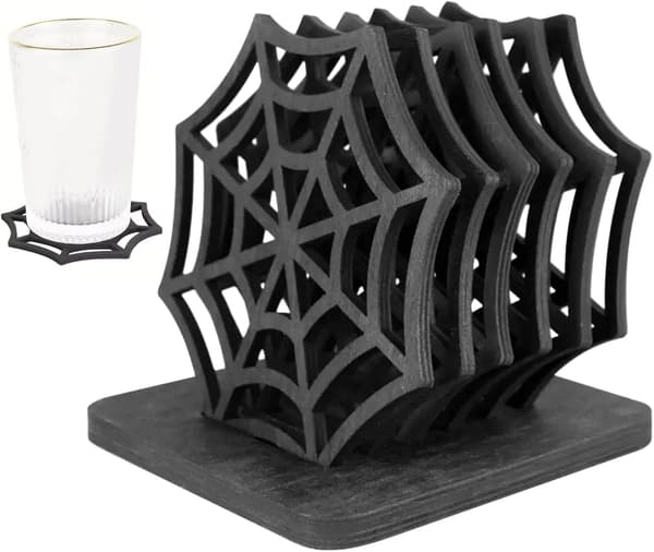 7-delt Halloween Edderkoppespind Brikker (9,9 cm, sort), til Køkken/Kontor/Fester