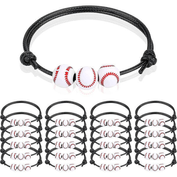 20 stk. Sporttema Charm Armbånd Fodbold Basketball Fodbold Baseball Volleyball Armbånd Justerbar Inspirerende Sport Perler Bold Armbånd Med Cha 20pcs-baseball