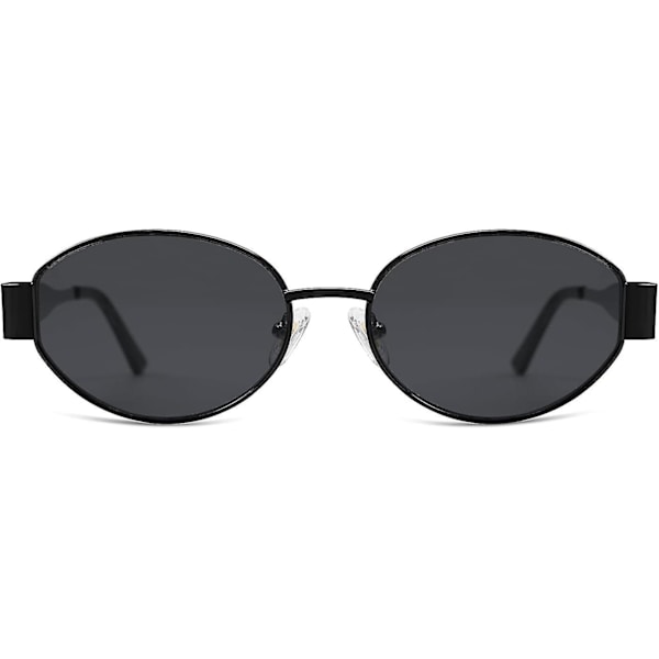 SOJOS Retro Ovaalin Muotoiset Aurinkolasit Naisille ja Miehille Trendikkäät Aurinkolasit Klassiset Lasit UV400 Suoja SJ1217_SJJYV Shiny Black-Grey