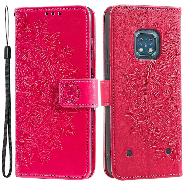 Til Nokia Xr20 Totem Præget Læder Etui Rosarød Style E Nokia XR20 5G