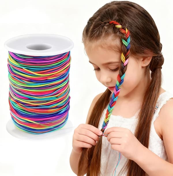 50 meter 1 mm elastisk armbåndtråd, flerfarget elastisk tråd, solid og slitesterk perletråd