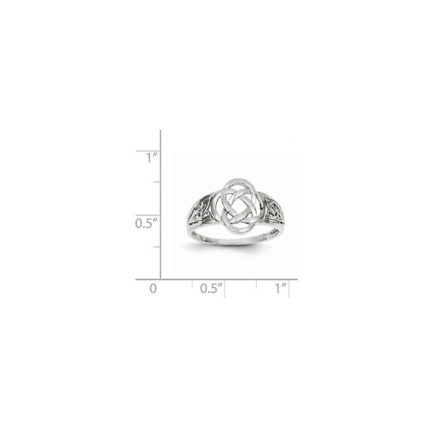 14k vitguldsring med polerad keltisk knut för damer, storlek 7, smycken för kvinnor - 2,5 gram