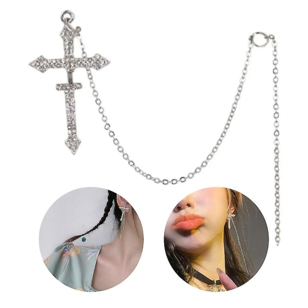 Fashion Cross Dangle Örhänge Punk Hip Hop Cross Chain Stud örhänge för kvinnor