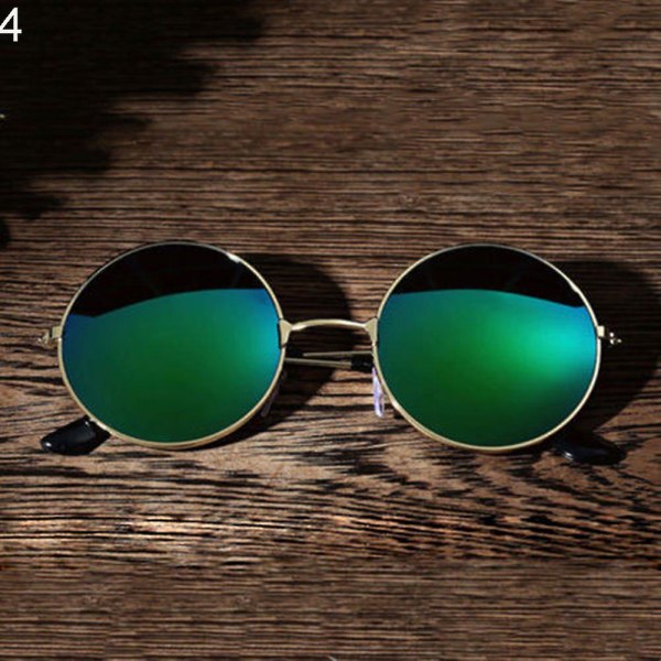 Sinknap mænds kvinders runde spejllinsebriller Udendørs UV-beskyttelse Solbriller Eyewear Green