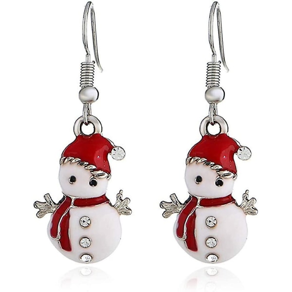 1 par Christmas Snowman Legering örhängen Dam Slitstarka och användbara örhängen i mikroset (yu-b)