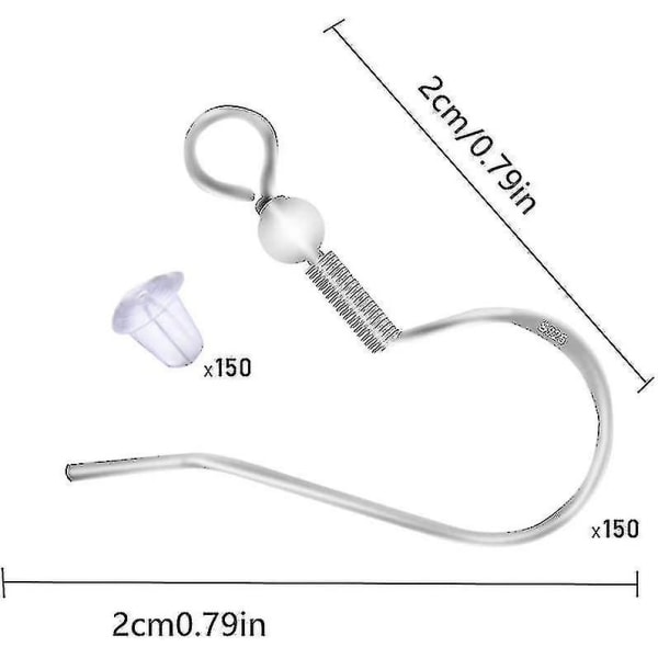 100 kpl 925 sterlinghopeakorvakorun koukut, korvakorun löydöt hypoallergeeninen